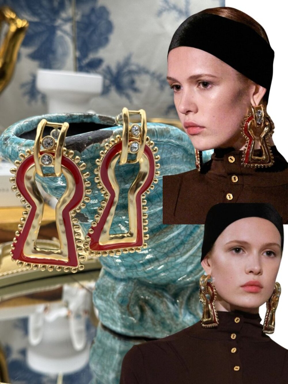 🆕 SCHIAPARELLI for Museum Gift Shop 🧿 NWOT Oversized Surreal Key Hole Earrings